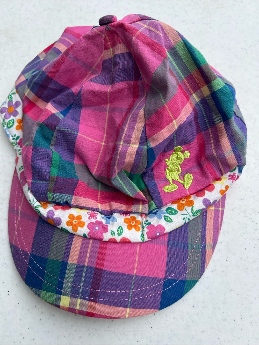 Y2K Disney Parks Plaid Pink & Purple Floral Cap